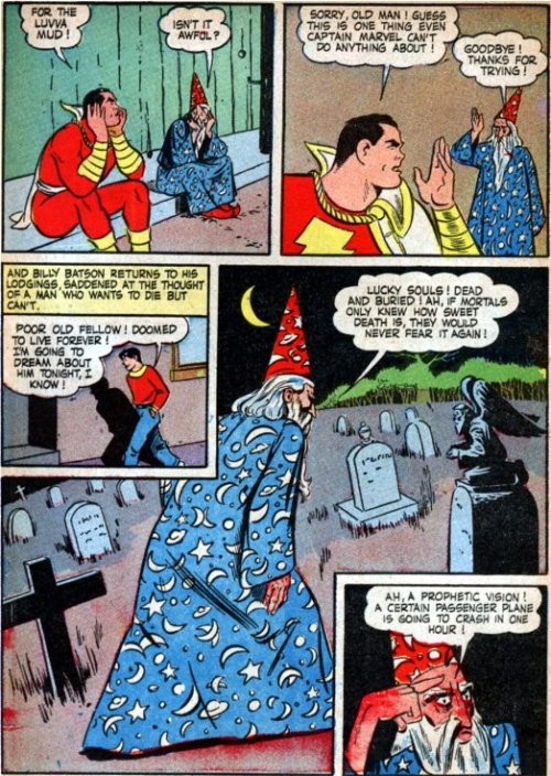 alternateworldcomics:From Captain Marvel Adventures #21, 1943.The Golden-Age Captain Marvel shows he