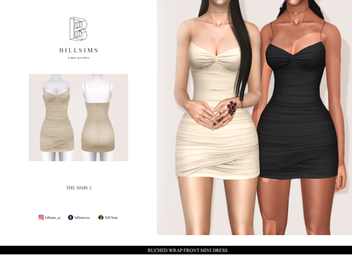 billsims-cc: Ruched Wrap Front Mini Dress (TS3) Female, YA/Adult Everyday/Formal Available for Mater