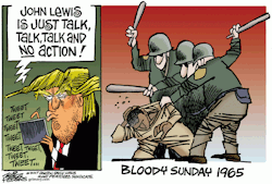 Cartoonpolitics:  (Story Here) .. (Cartoon By Mike Peters)