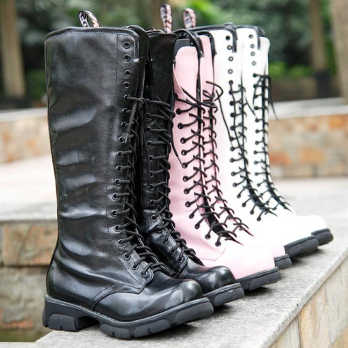 okaywowcool: knee high combat boots - $37 up to size 11!  use the code “okaywowcool&rdquo