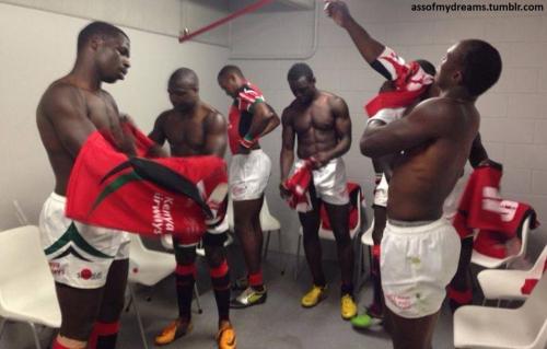 blkbugatti:  assofmydreams:  What happens if you cross a black guy’s naturally thick booty with a rugby player’s sporty physique? Answer: Some of the phattest asses you’ll ever see! Just look at the huge butts on these African rugby players.  There’s