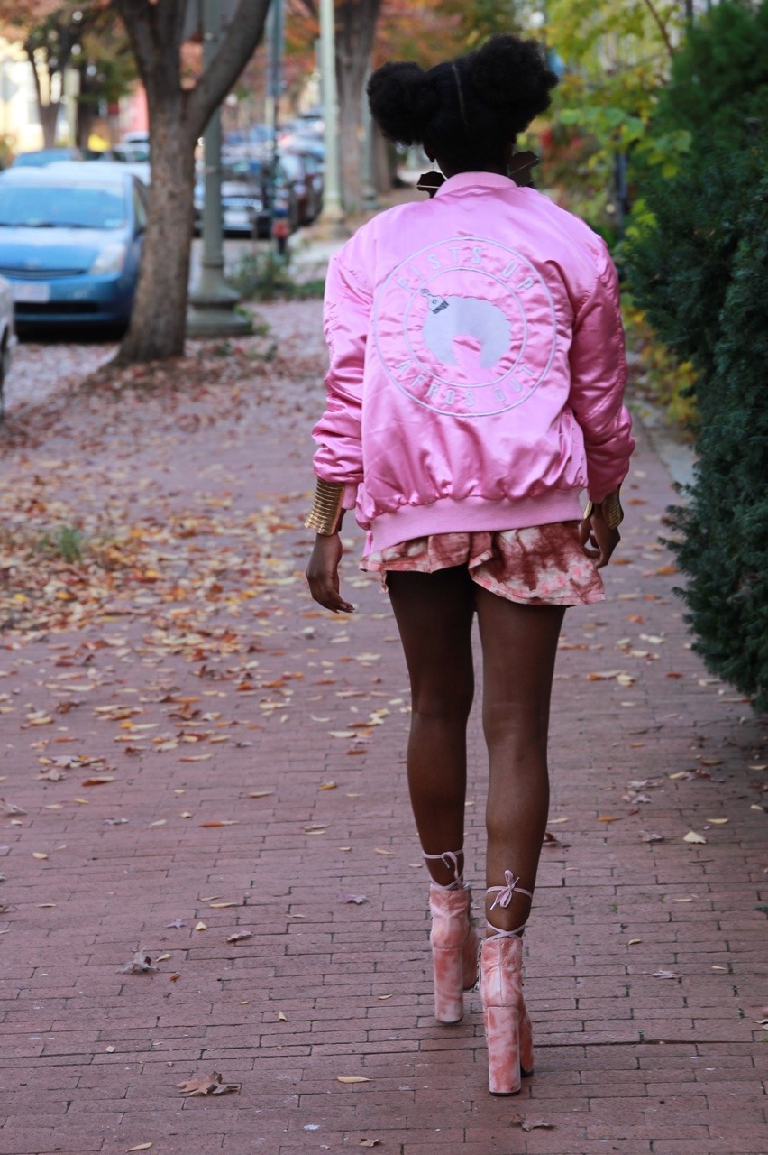 blackfashion:  IG: @blachaz3  Jacket by: @FistsUpAfrosOut 
