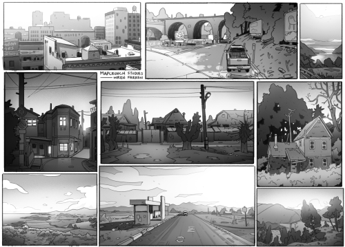 A bunch of study sketches from mapcrunch