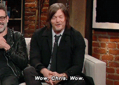 reedusnorman:  Chris Hardwick devalues Norman Reedus’ upcoming motorcycle culture television series by reducing it to nothing more than fangirl spank-bank material on Talking Dead, 3 April 2016. 