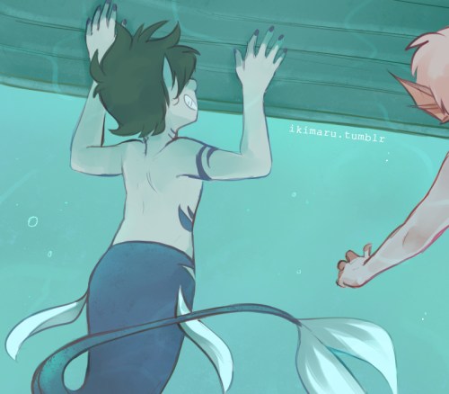 finished that merstuck backstory comic I mentioned! hh some of the drawings are pretty old but I had fun redoing the coloring 8′)(this is supposed to be when they first met, also mermaids are kind of lil shits so they like to prank humans esp John lmao