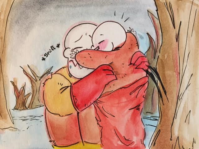 stuffedart:  A little baby takes care of a slightly larger baby. Here’s your Friday