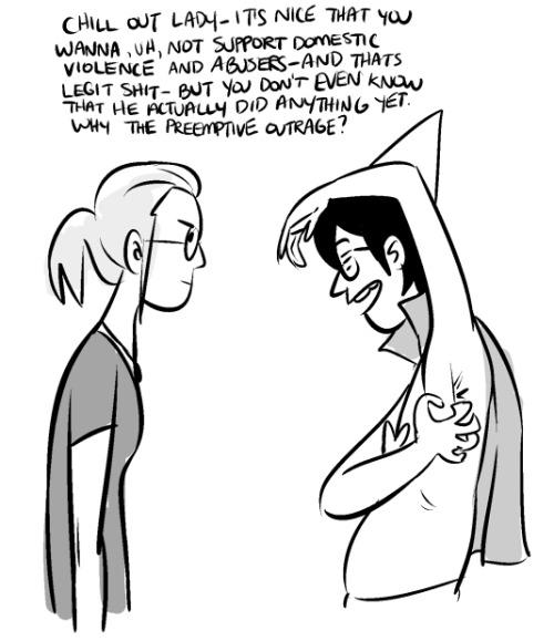 plebcomics:been sitting on this comic for a bit now since i wasnt sure how to convey the point. which is both sides need to stop running their fuckin mouths about whether or not hes guilty or innocent and just wait for the due-fuckin-court process. THEN