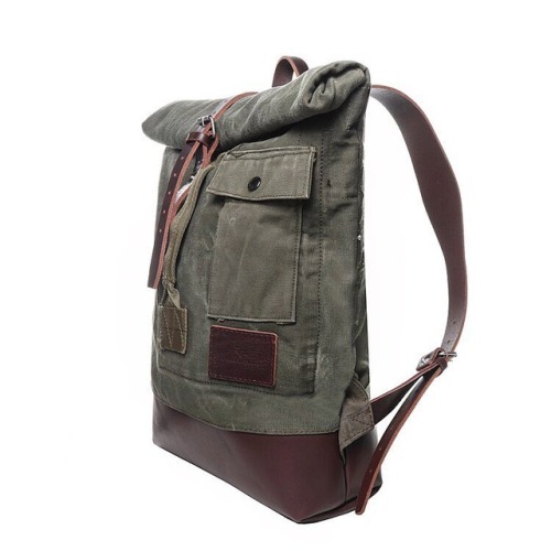 Backpack №930 - This unique item is made of Vietnam Era duffel bag and finished with deadstock veget