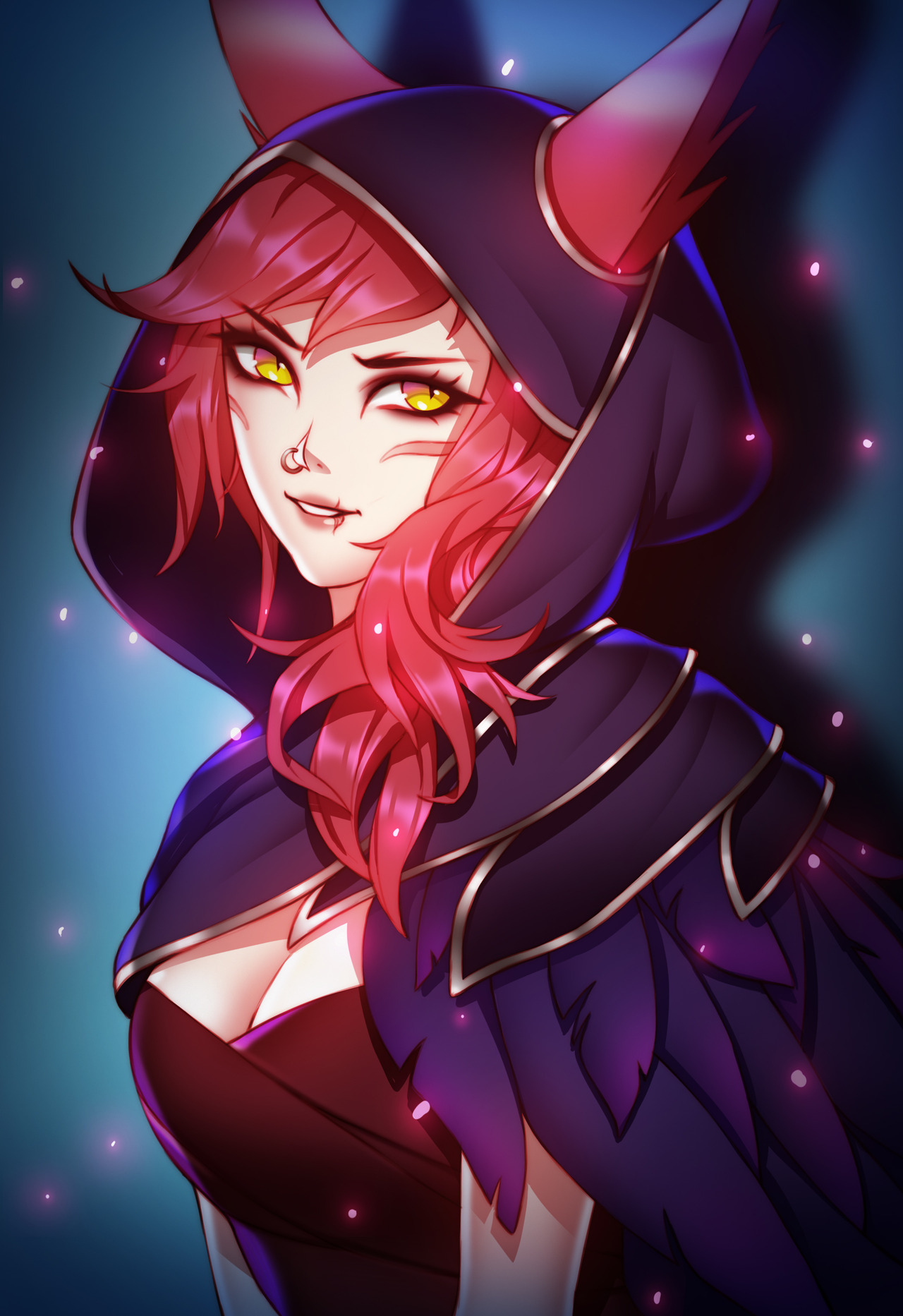 rarts:    Bird girl Xayah: League of Legends (LOL) game digital art  [Artist:PinkLadyMage]