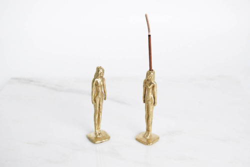 Brass incense holders, made for an exhibition in a Zurich cemetery. Visitors will be able to light i