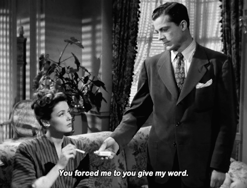 ritahayworrth:Gene Tierney and Dana Andrews in Laura (1944) dir. Otto Preminger