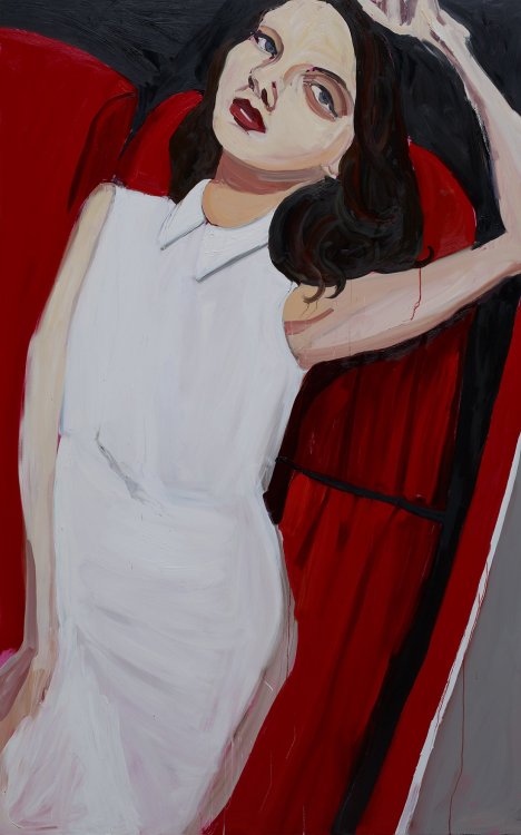 Chantal Joffe (American-born English, b. 1969), Brunette in a Car, 2013. Oil on aluminum, 244 x 152.