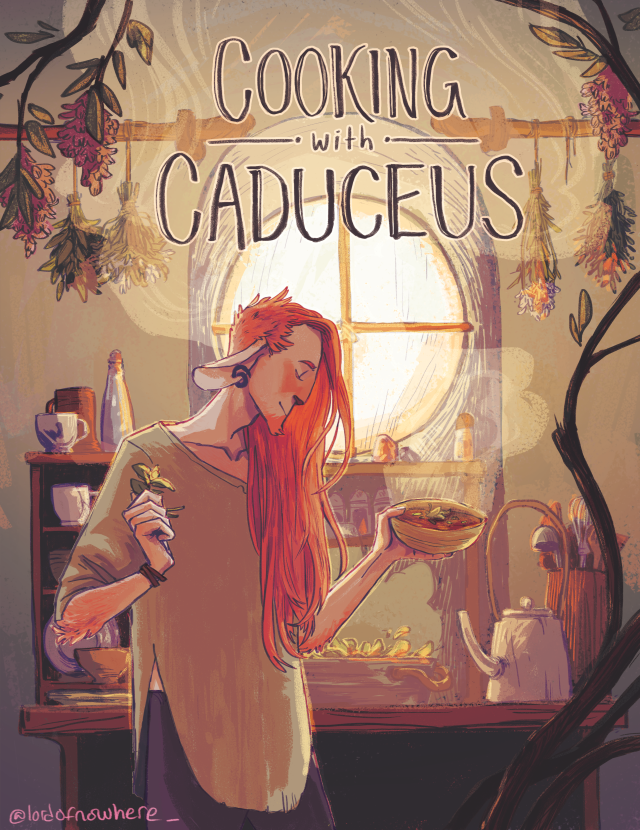 AGES ago I did the cover for a fun lil cr cookbook zine, and I never got around to posting it here, whoops.
