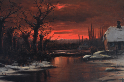 mydarkenedeyes:Nils Hans Christiansen - Sunset in Winter (1900)