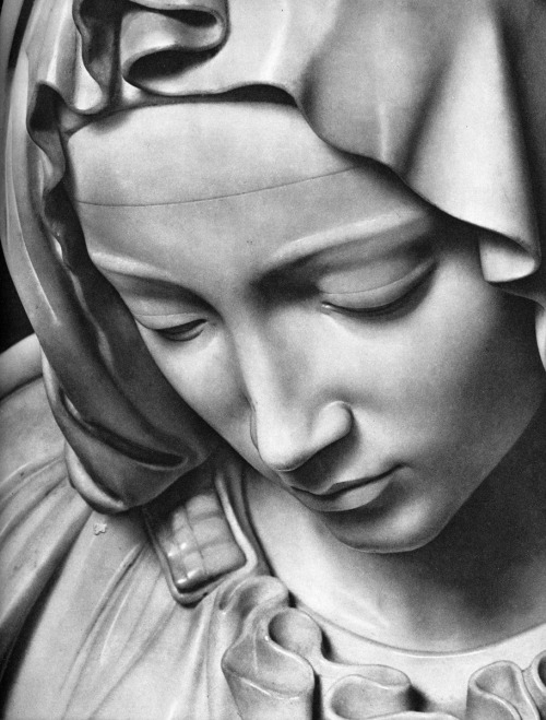 by-grace-of-god: La Pietà - Carved from a single block of white Carrara marble it took t