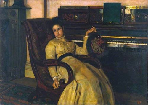 Frank Huddlestone Potter - Girl Resting at a Piano (1845 -87)