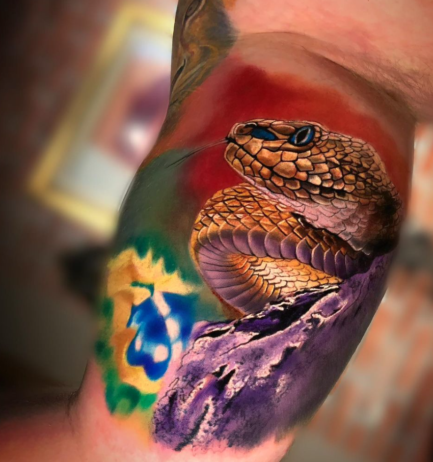 Cowboy snake courtesy of Brandon Huckabey at Copperhead Tattoo Parlor in  DenverCo  rtattoos
