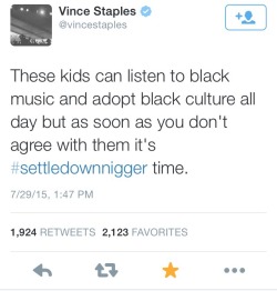 rosa-sparkz:  Vince been woke   Settle down nigger