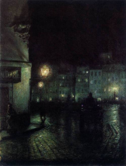 artstoria: The Old City Market, Warsaw, at Night, Józef Pankiewicz, 1892