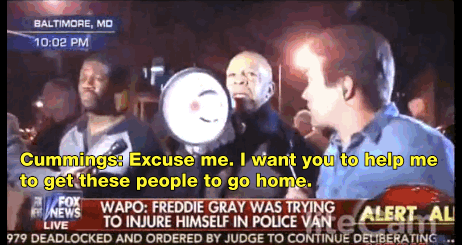 salon:  Elijah Cummings uses bullhorn to scold Fox News team for preventing Baltimore protesters from making curfew