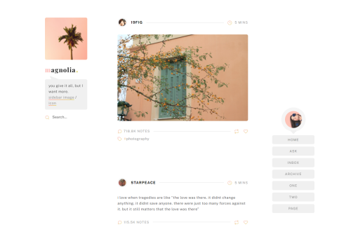 theme fifteen: magnolia — dual sidebar one-column theme with gradient accents (and gradie