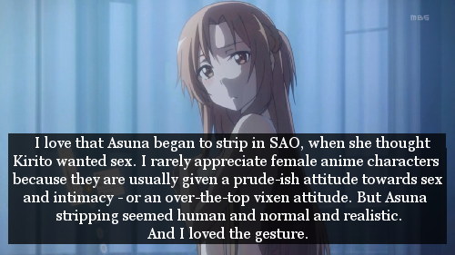 SWORD ART ONLINE CONFESSIONS» — “I love that Asuna began to strip in SAO,  when she...