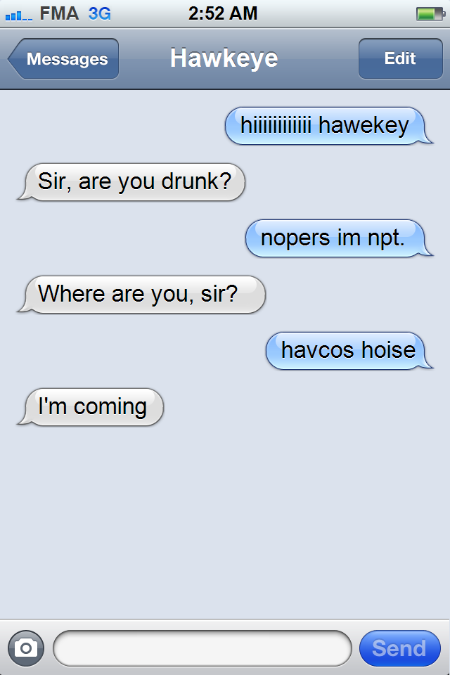 fullmetaltextchemistbruhtherhood:  Roy drunk texts Riza feat Jean Havoc