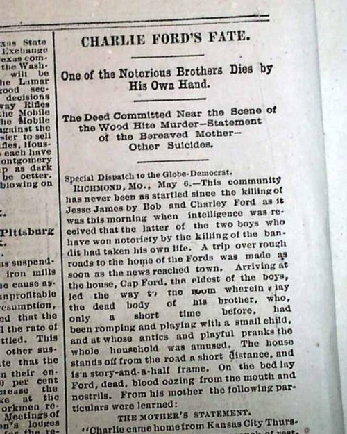 39adamstrand:Robert Ford shot and killed Jesse James on 3 April 1882, with his brother Charlie watch