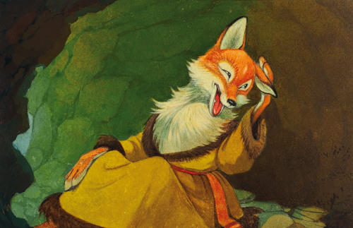 sovietpostcards:Illustrations for “The Fox With a Rolling Pin” diafilm by Pyotr Repkin (1955)@thosearentcrimes 