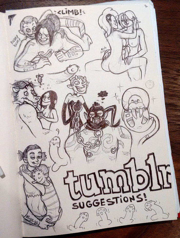 Earlier today I asked tumblr what I should draw. You lot threw a bunch of funny