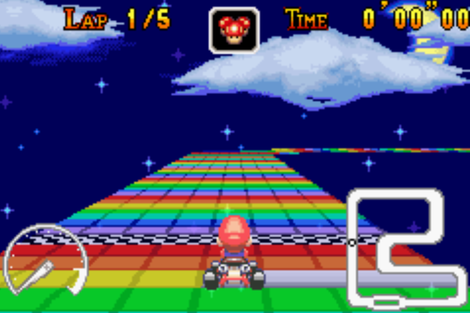 nothingbutgames: The Rainbow Road from Super Mario Kart (1992) is the track that