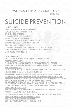 destiny-aesthetics:  Free and Confidential Counseling In the United States Chat anonymously with an Active Listener: 7 Cups of Tea  Live Chats: crisischat.org (2pm-2am ET) or imalive.org   National Eating Disorders Association or 1–800–931–2237