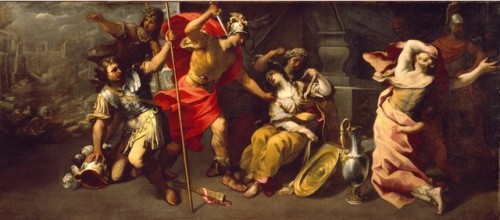 hildegardavon:Raffaello Vanni, ca.1590-1673 Neoptolemus kills Polyxena, n/d, oil on canvas, 210x473 