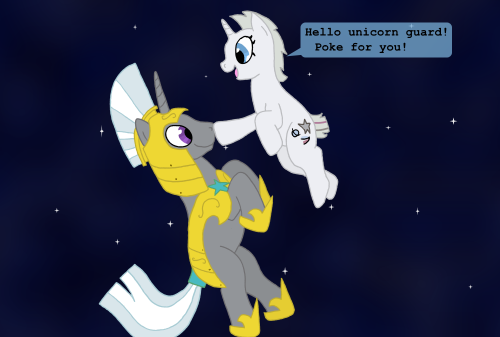 thedenofravenpuff:ask-four-inept-guardponies:I hope he likes lithobraking.Cute cameo of Star Shot in space X3 Much appreciated. x3!