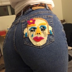 babyim4real:  Crying felt girl patch I made and glued to my ass 