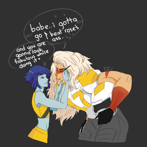 immabatdarnit: lapis helping jasper with her eyeliner(wings?idk XD) before the game starts because s