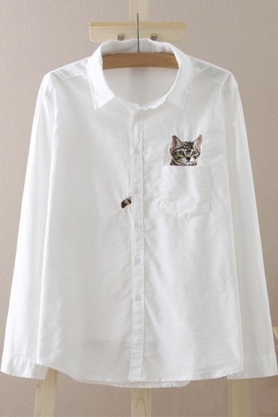 jollyenthusiastsublime:  Cute Cat T-shirt // T-shirt Blouse //  Blouse  Blouse //