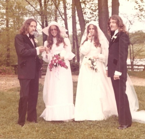 coolkidsofhistory:“My Dad and Uncle at their joint wedding. 1970's”