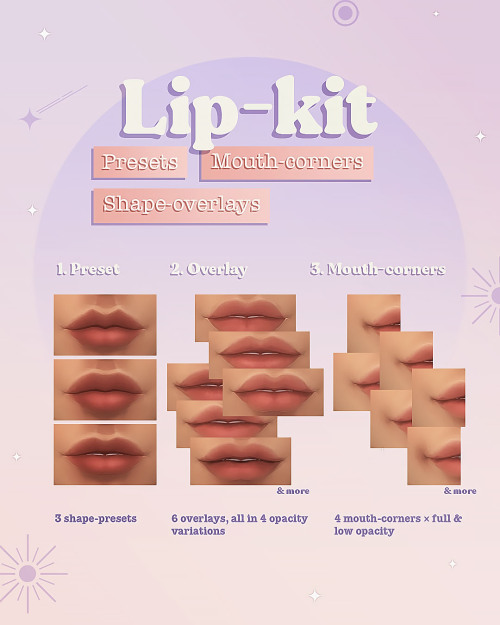 Lip-kit: presets, shape-overlays & mouth-cornersHello! This was quite the learning experience, b