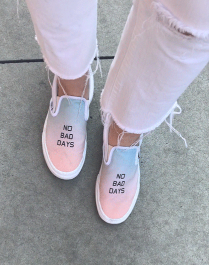 height Calligrapher Bitterness Loving these “no bad days” Customs by DiannaCohen!... - Vans Girls