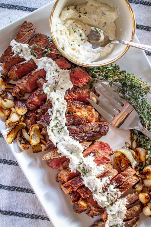 fattributes:  Strip Steaks with Horseradish