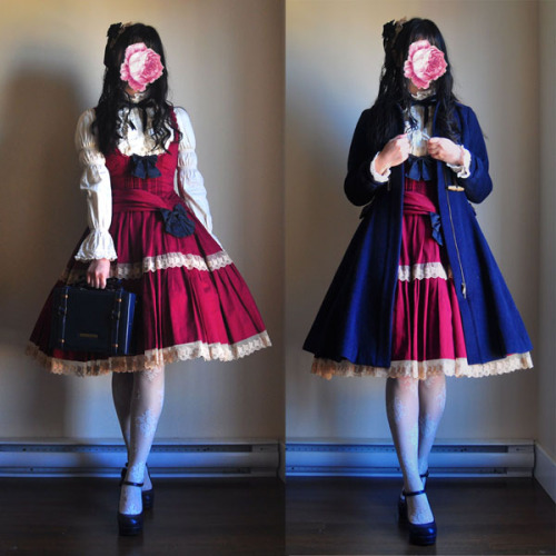 apple-salad:Wine x Navy accents coord. (sorry for so many photos, by the way) Ever so slightly exper