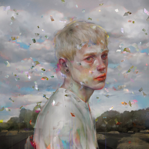 asylum-art:Xhxix ArtArtist on TumblrXhxix is a Japanese illustrator based in Tokyo. “Painting” all of his images digitally on the computer, Xhxix creates haunting technicolor portraits of men with sullen gazes, dripping skin, and bloodshot eyes.