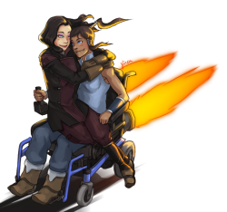 yinza:  Thanks for 150 followers! I was not expecting that all of a sudden. Several people suggested this thing be rocket-powered, so here you go. I don’t think Korra is going to be permanently wheelchair-bound, but it would be neat if she were in it