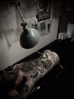 guyletatooer:  Last session on Thorsten Backpiece at Blut und Eisen . 