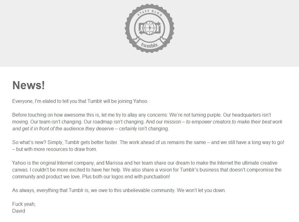 mistereffinapocalypse:  thefaultinmyass:  ipaintyouwings:   Message from David Karp 