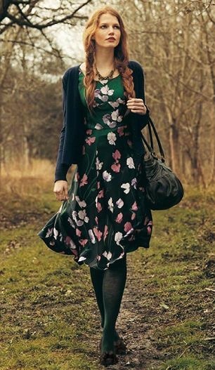 Green dress and green wool tights