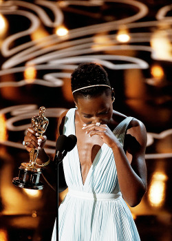 migrated:  oecis:  delevingned-deactivated20151023: Lupita Nyong’o gets emotional whilst accepting the Best Performance by an Actress in a Supporting Role award for ‘12 Years a Slave’ during the 86th Annual Academy Awards   I cried as well as her