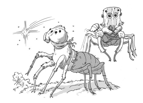 linseedling:I had to draw some spiders from Adrian Tchaikovsky’s amazing book, Children of Time.