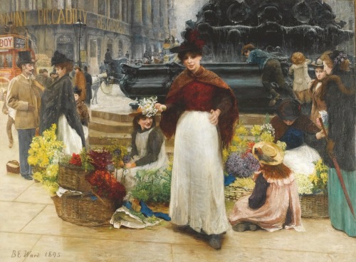 Benjamin Evans Ward: London Flower Girls, Piccadilly Circus (1895)